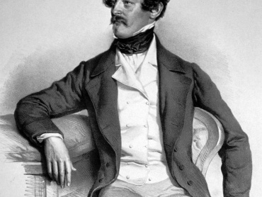 Ministr vnitra ve Schwarzenbergově vládě Dr. Alexander Bach (1813–1893), v roce 1854 povýšený do stavu svobodných pánů. Litografie Josefa Kriehubera z roku 1849.